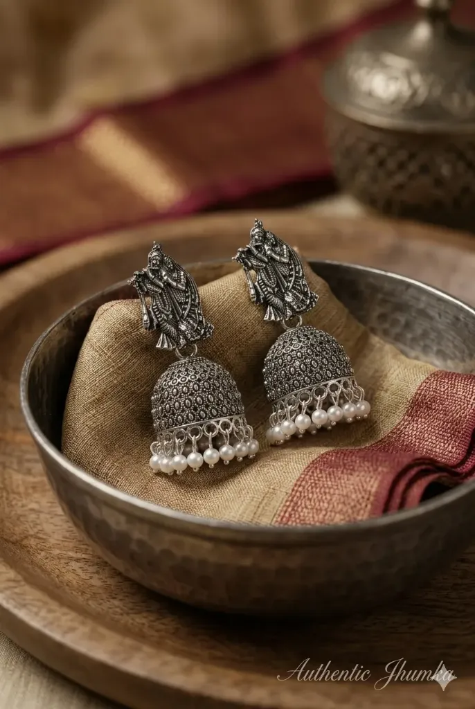 Oxidised Earrings Radha Krishna design