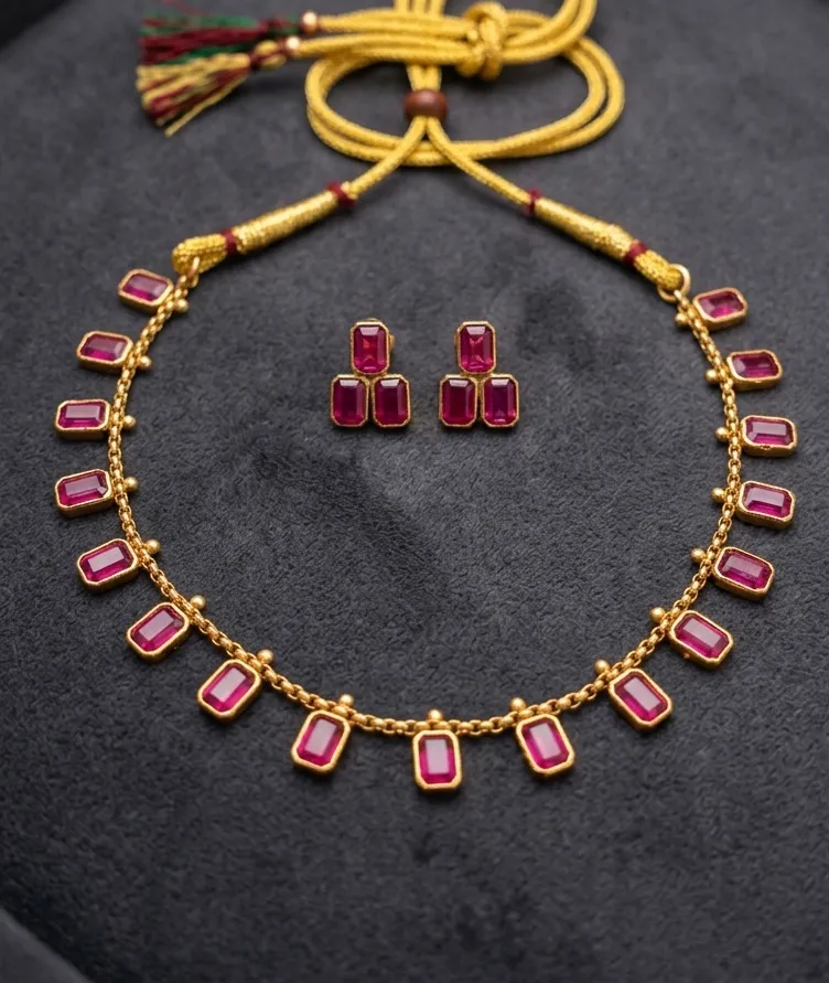 Symphony of rubies and gold where tradition meets timeless elegance.