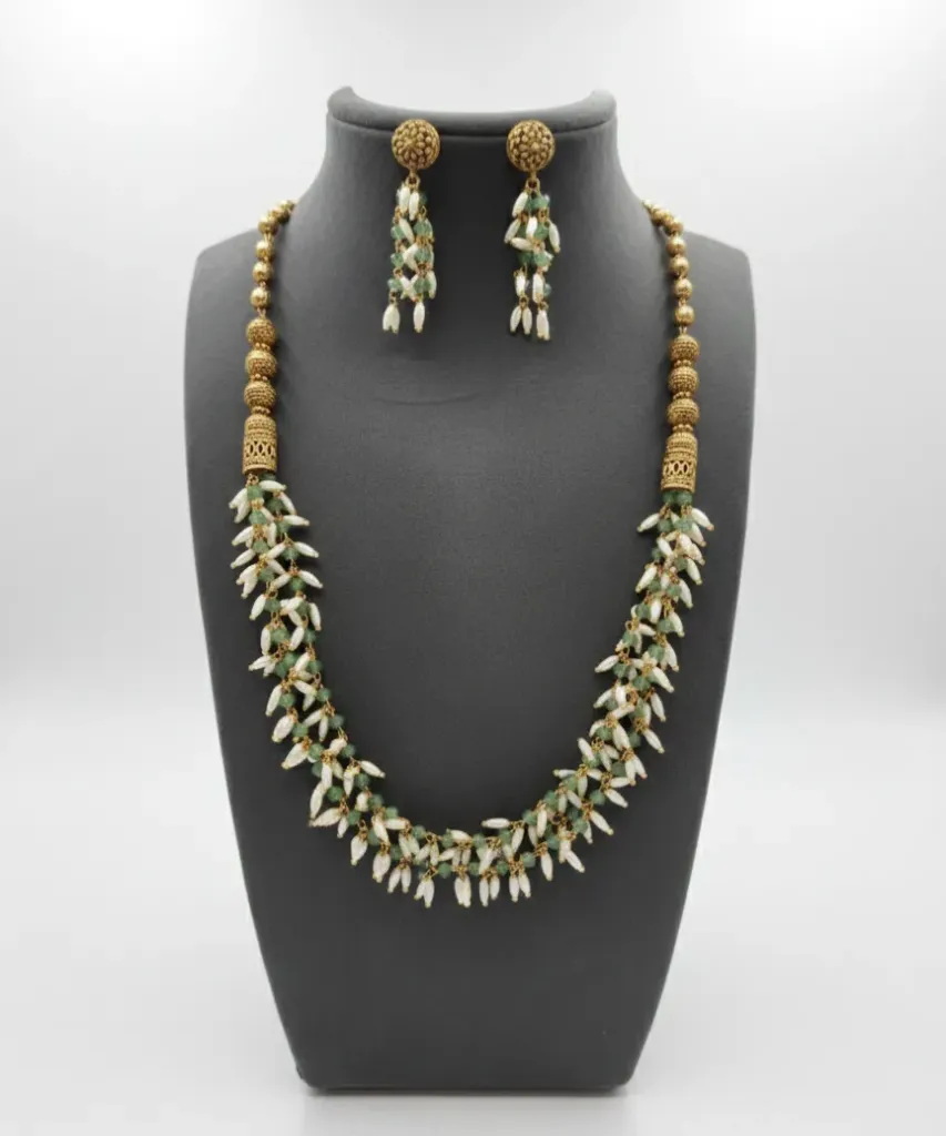 Rice Pearl Long Haram with Earrings