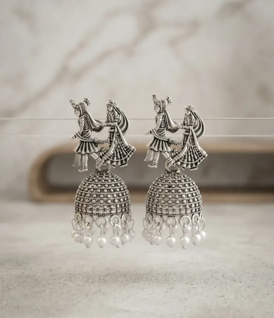 Oxidized Dulha-Dulhan Jhumki Earrings for Women